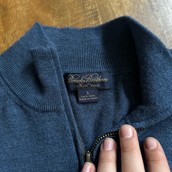 Brooks Brothers 100% wool dark blue sweater with zipper - Picture 3 of 4
